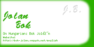 jolan bok business card